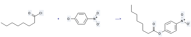 Octanoic acid,4-nitrophenyl ester can be prepared by octanoyl chloride and 4-nitro-phenol at the ambient temperature